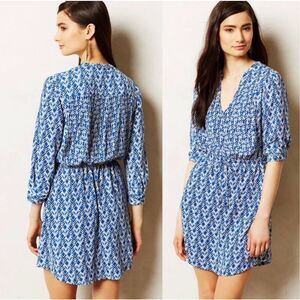 Anthropologie Maeve Gallen Dress Geometric size Small Pleated work casual vacati